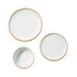 12 PCS Dinnerware Set - Ceramic Dinnerware Set for 4 featuring three white plates and bowls with a golden rim, ideal for modern dining.