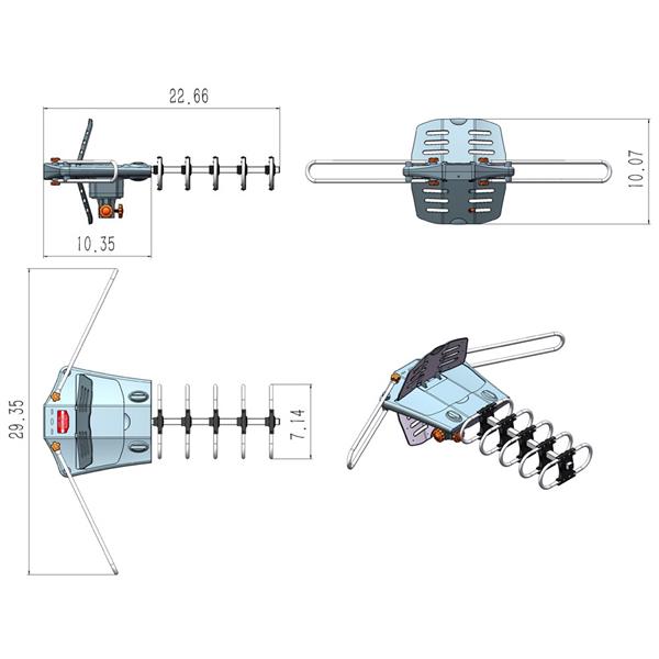 360-Degree Rotation UV Dual Bands 28-36dB Outdoor Antenna Install-free Guide without Stand MLNshops]