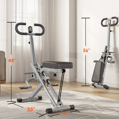 Dimensions of Home Gym Squat Machine - Adjustable Resistance shown. Compact and foldable design ideal for space-saving home fitness setups.