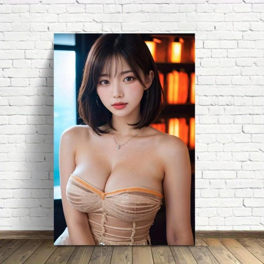 Modern Women Wall Art Aluminum Tin Sign displayed against a white brick wall, perfect for indoor or outdoor decorative use.