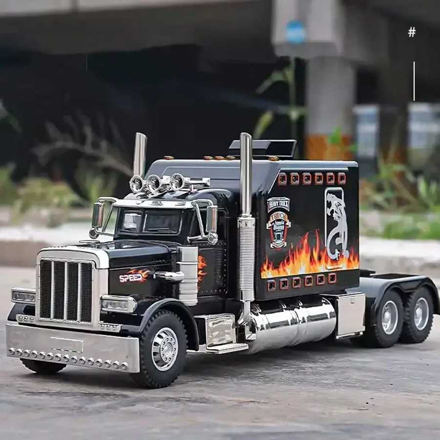 Model truck with detailed design on a blurred background