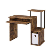 Weathered Oak and Black Computer Desk with Storage and Keyboard Tray