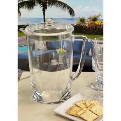 2.75 Quarts Water Pitcher with Lid, Oval Halo Design Unbreakable Plastic Pitcher, Drink Pitcher, Juice Pitcher with Spout BPA Free MLNshops]