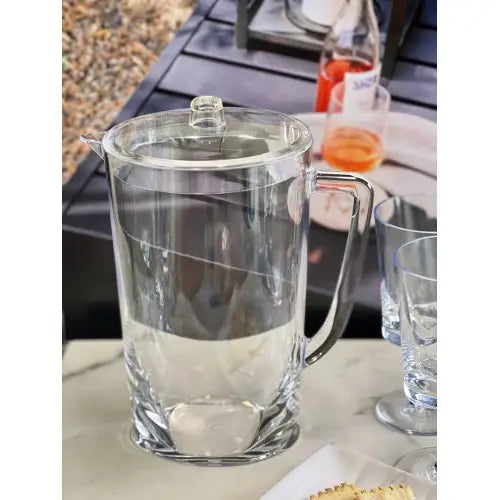 2.75 Quarts Water Pitcher with Lid, Oval Halo Design Unbreakable Plastic Pitcher, Drink Pitcher, Juice Pitcher with Spout BPA Free MLNshops]