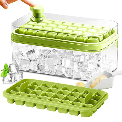 2 Layers One-Button Easy Release 64 pcs Ice Cube Bin Tray MLNshops]