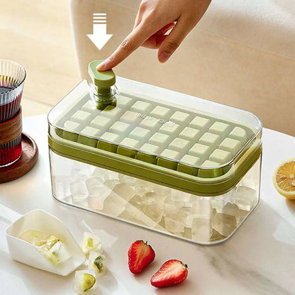 2 Layers One-Button Easy Release 64 pcs Ice Cube Bin Tray MLNshops]