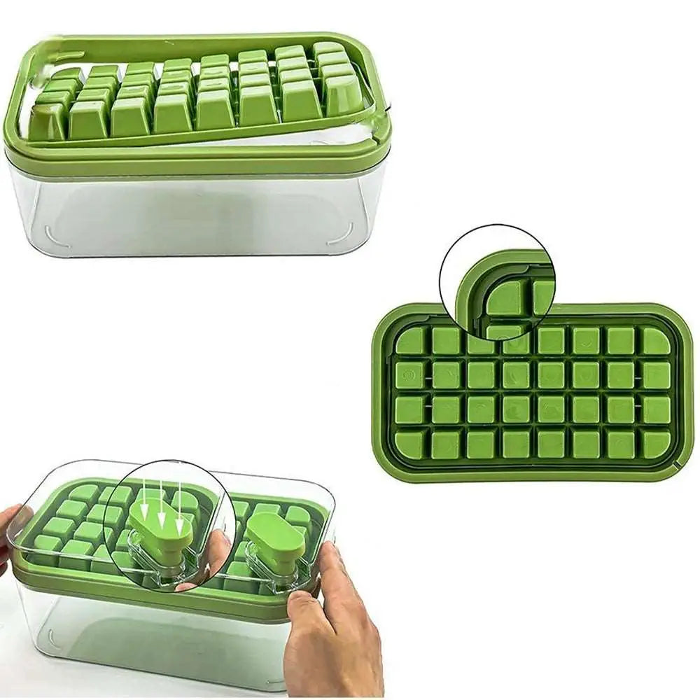 2 Layers One-Button Easy Release 64 pcs Ice Cube Bin Tray MLNshops]