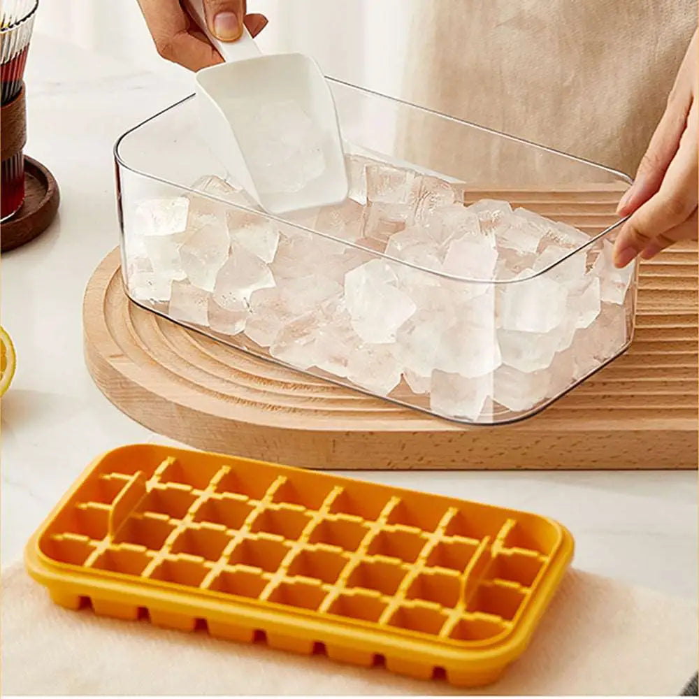 2 Layers One-Button Easy Release 64 pcs Ice Cube Bin Tray MLNshops]