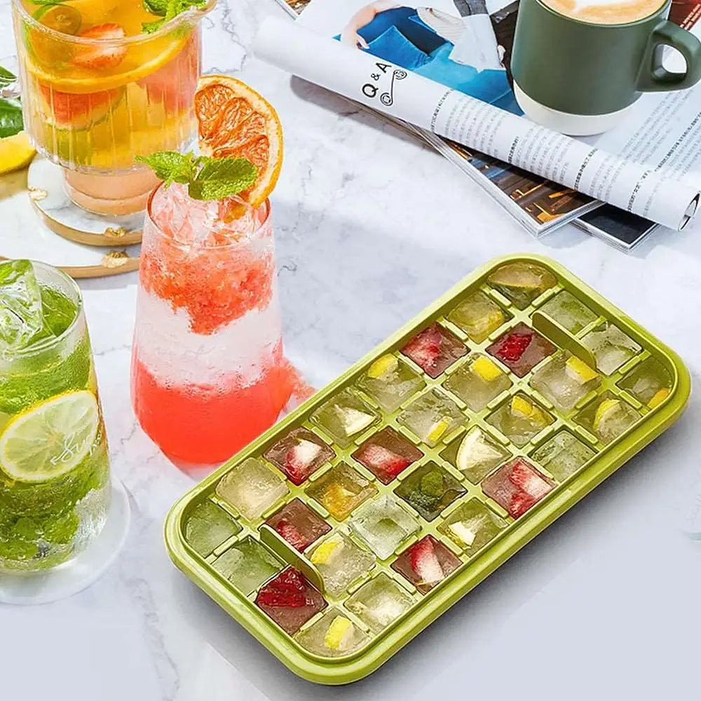 2 Layers One-Button Easy Release 64 pcs Ice Cube Bin Tray MLNshops]