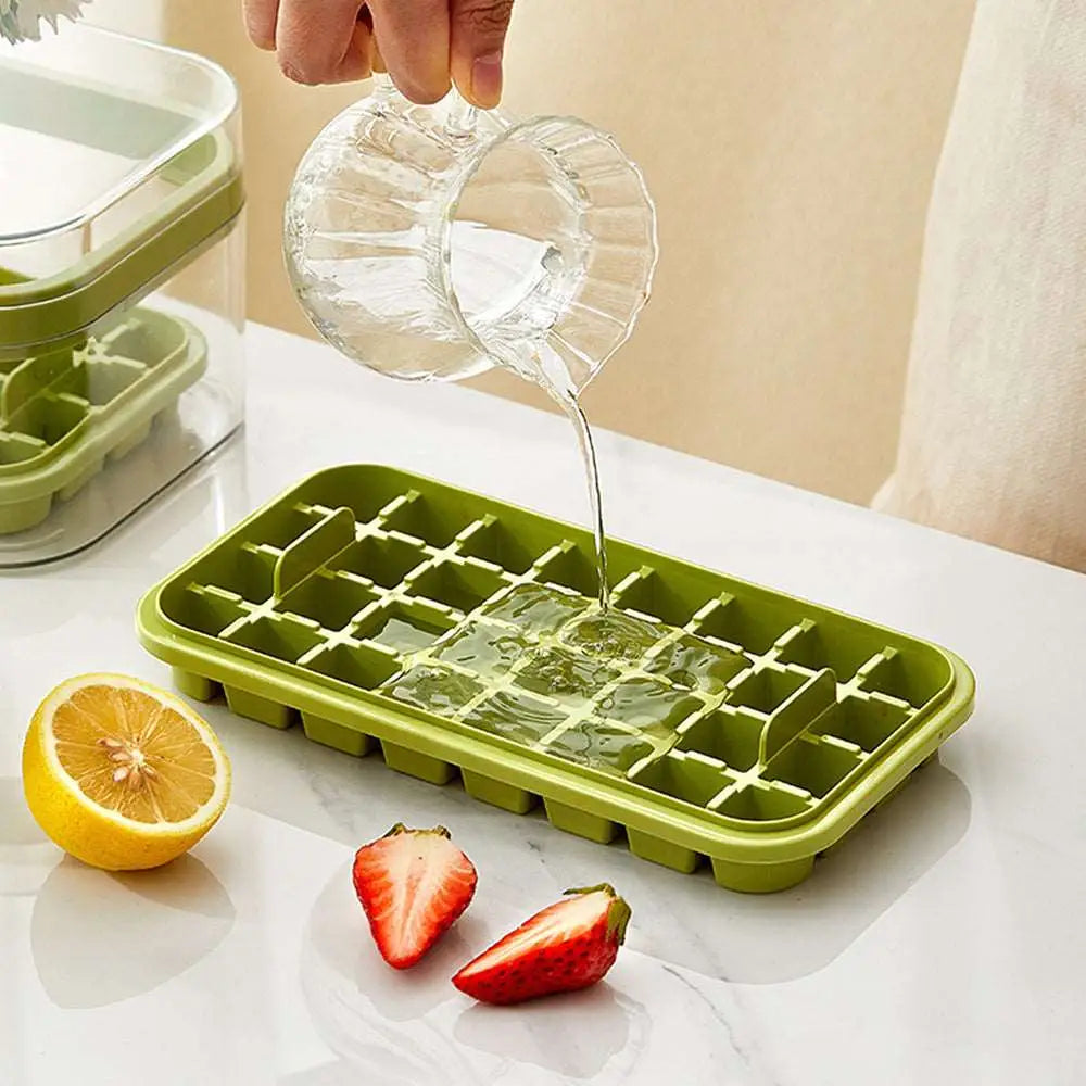 2 Layers One-Button Easy Release 64 pcs Ice Cube Bin Tray MLNshops]