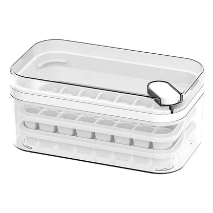 2 Layers One-Button Easy Release 64 pcs Ice Cube Bin Tray MLNshops]