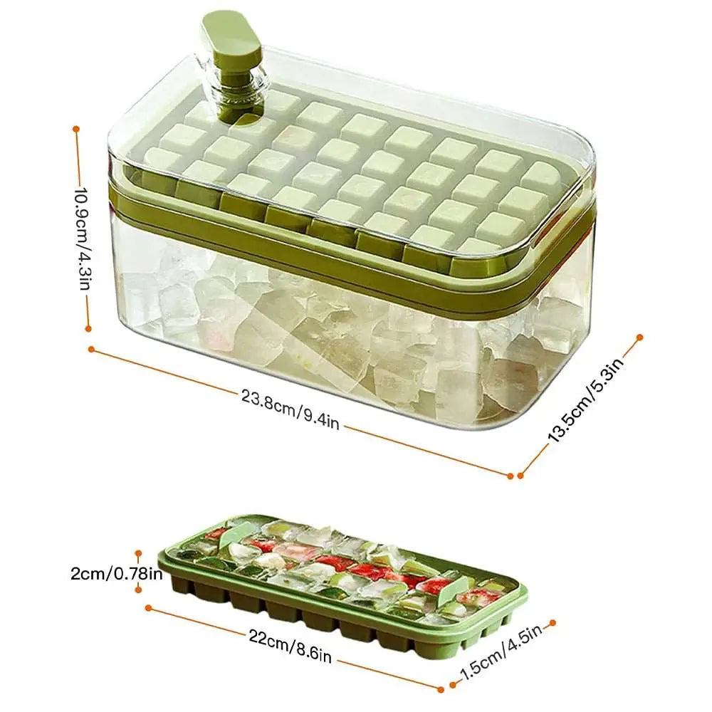 2 Layers One-Button Easy Release 64 pcs Ice Cube Bin Tray MLNshops]