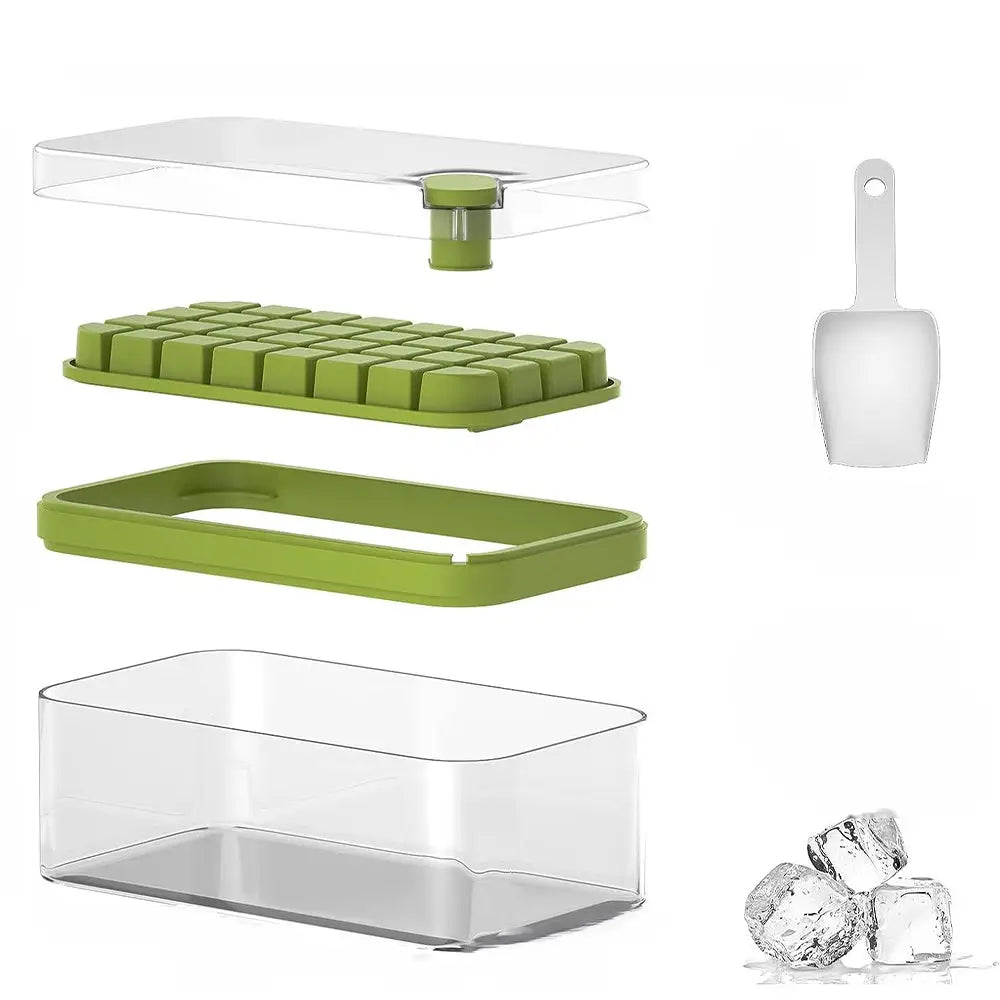 2 Layers One-Button Easy Release 64 pcs Ice Cube Bin Tray MLNshops]