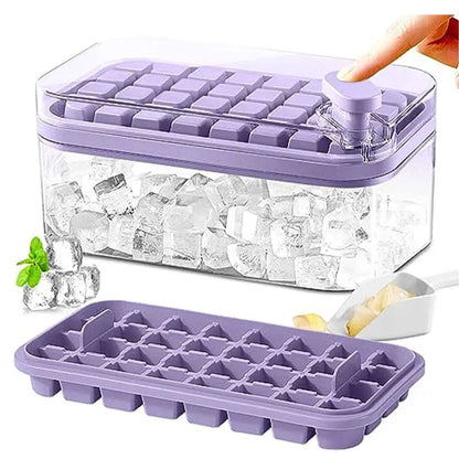 2 Layers One-Button Easy Release 64 pcs Ice Cube Bin Tray MLNshops]