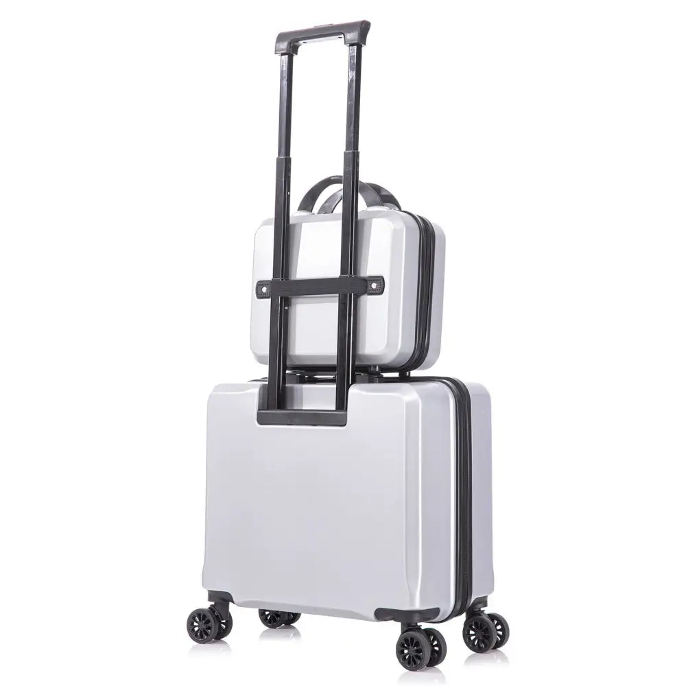 2 Piece Travel Luggage Set Hardshell Suitcase with Spinner Wheels 18” Underseat luggage and 14” Cosmetic Travel case Toiletry box Silver MLNshops]