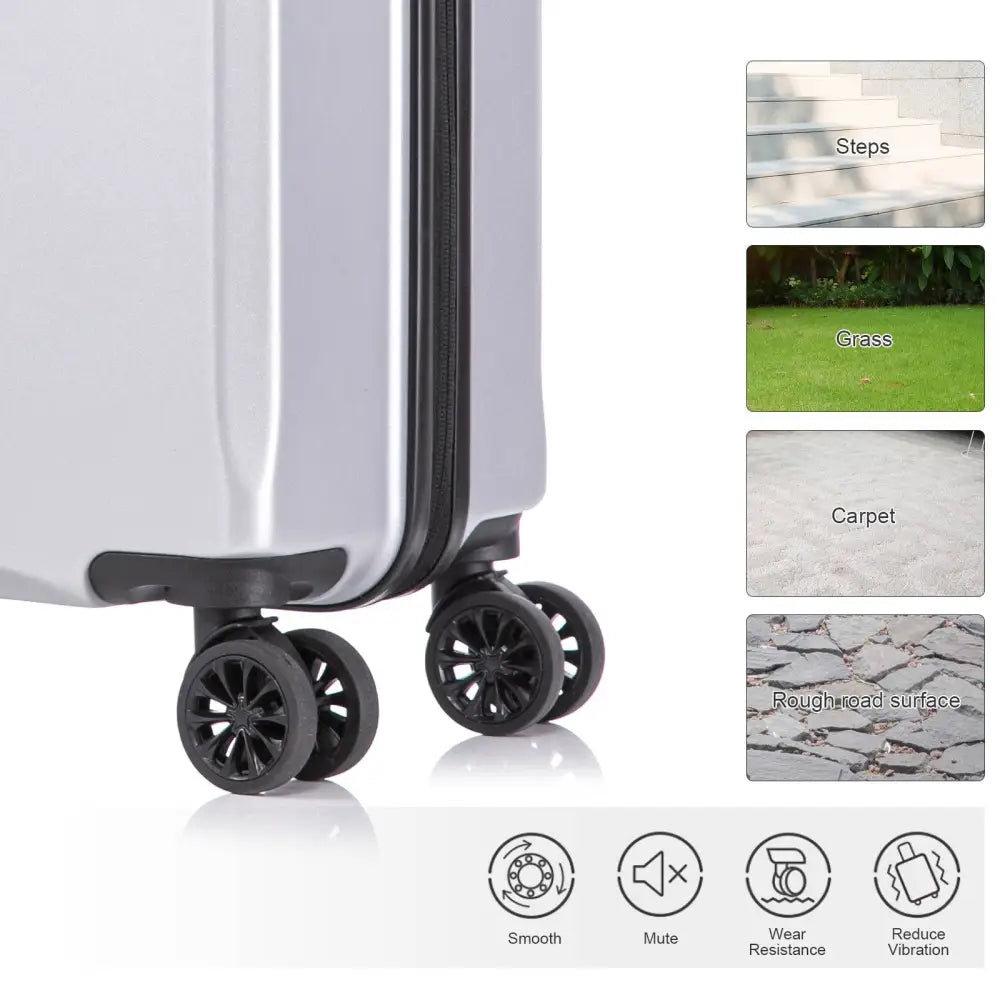 2 Piece Travel Luggage Set Hardshell Suitcase with Spinner Wheels 18” Underseat luggage and 14” Cosmetic Travel case Toiletry box Silver MLNshops]