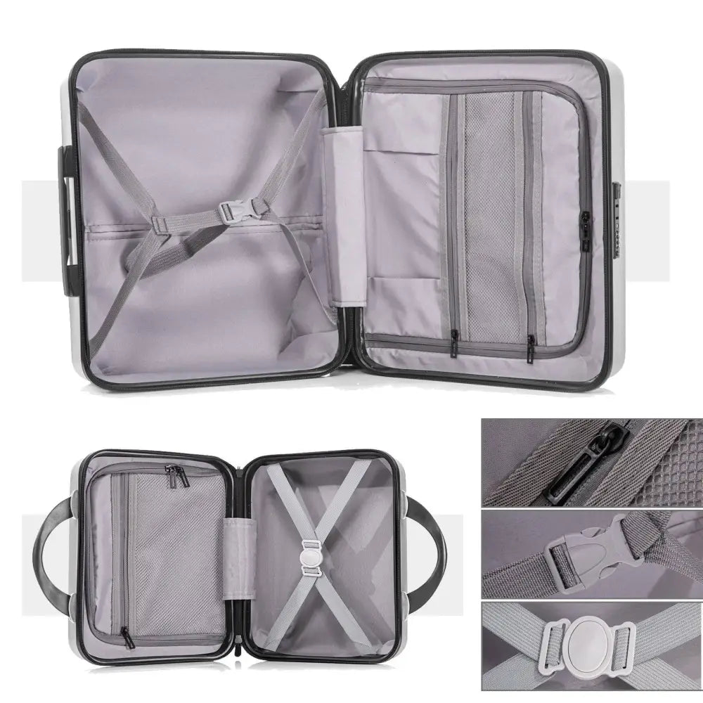 2 Piece Travel Luggage Set Hardshell Suitcase with Spinner Wheels 18” Underseat luggage and 14” Cosmetic Travel case Toiletry box Silver MLNshops]