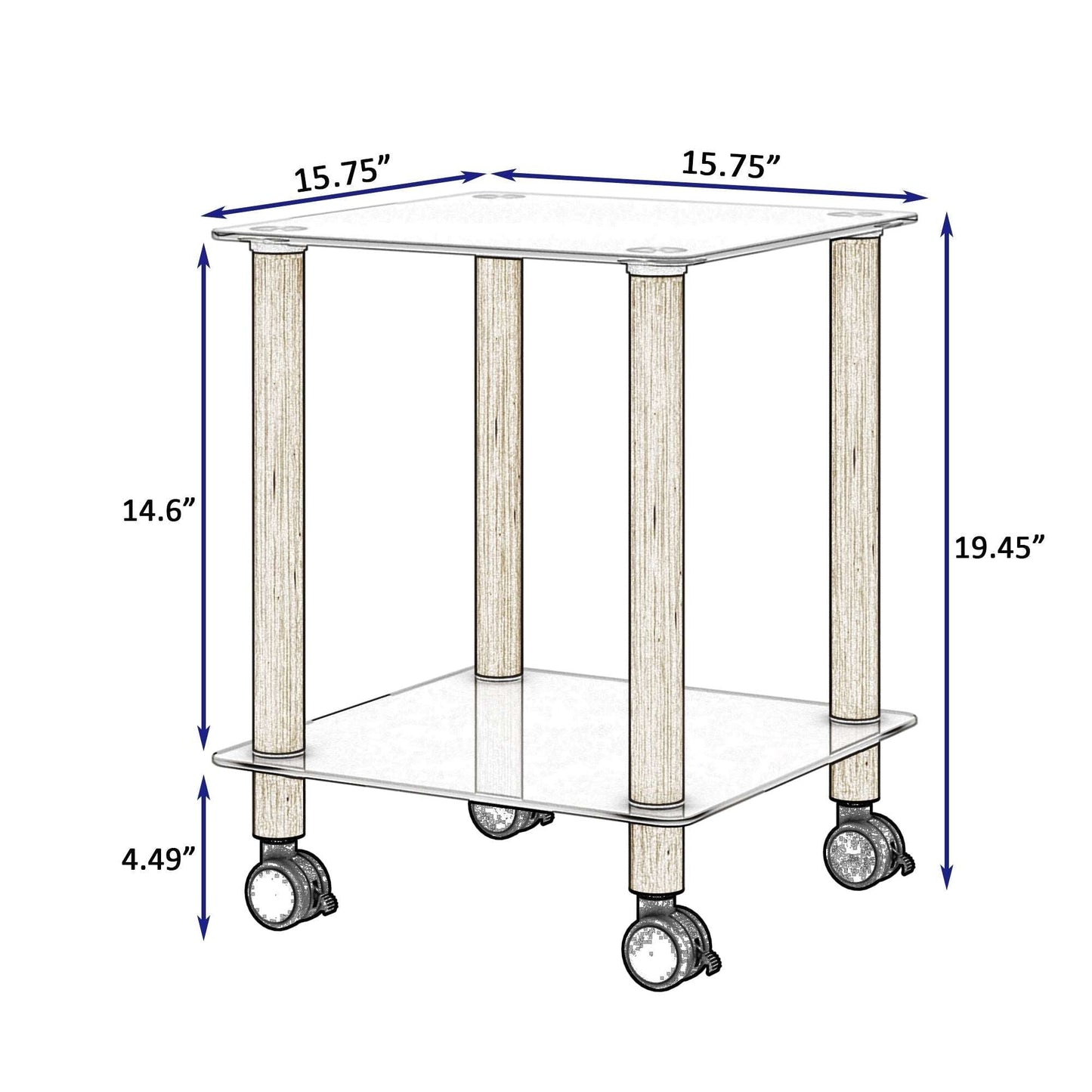 2-Tier End Table Modern Night Stand Side Table with Storage Shelve- White+Oak, 2 pcs MLNshops]