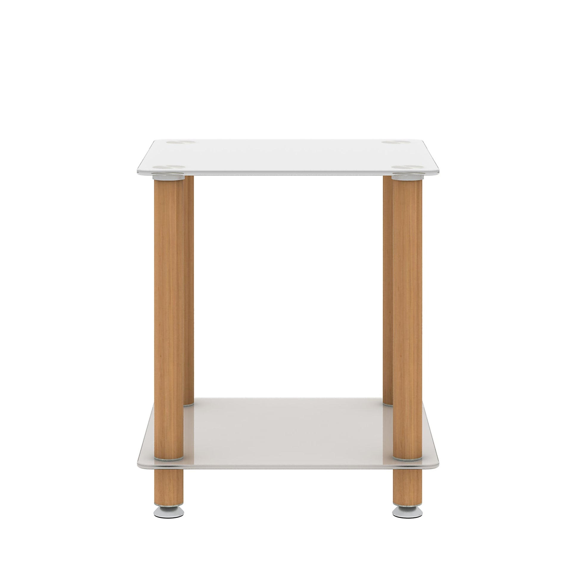 2-Tier End Table Modern Night Stand Side Table with Storage Shelve- White+Oak, 2 pcs MLNshops]