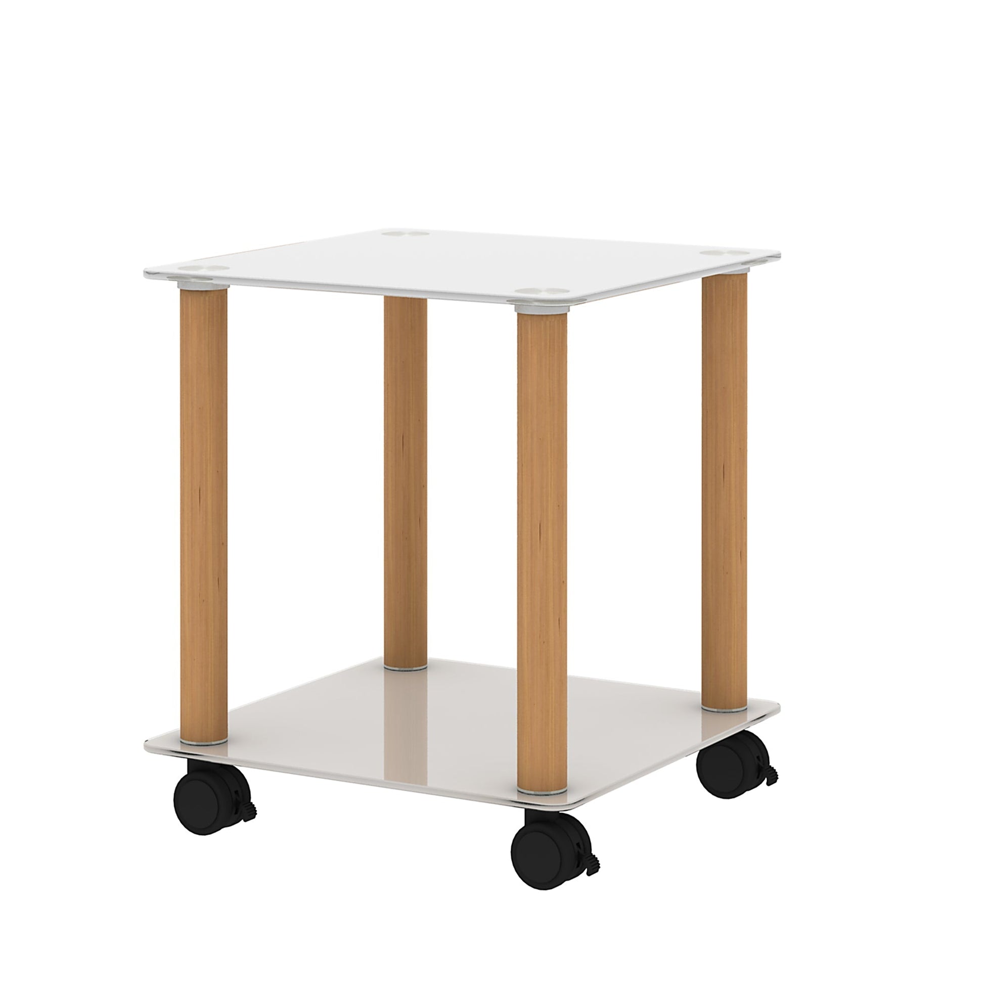 2-Tier End Table Modern Night Stand Side Table with Storage Shelve- White+Oak, 2 pcs MLNshops]