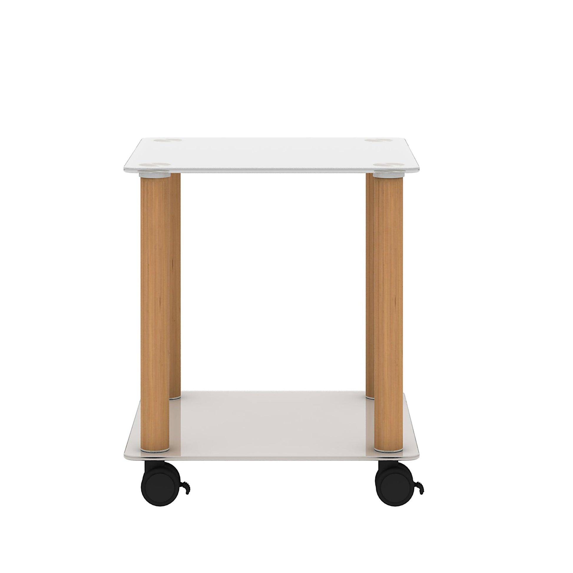 2-Tier End Table Modern Night Stand Side Table with Storage Shelve- White+Oak, 2 pcs MLNshops]