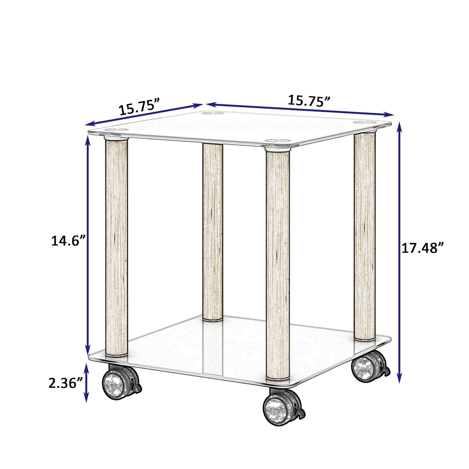 2-Tier End Table Modern Night Stand Side Table with Storage Shelve- White+Oak, 2 pcs MLNshops]