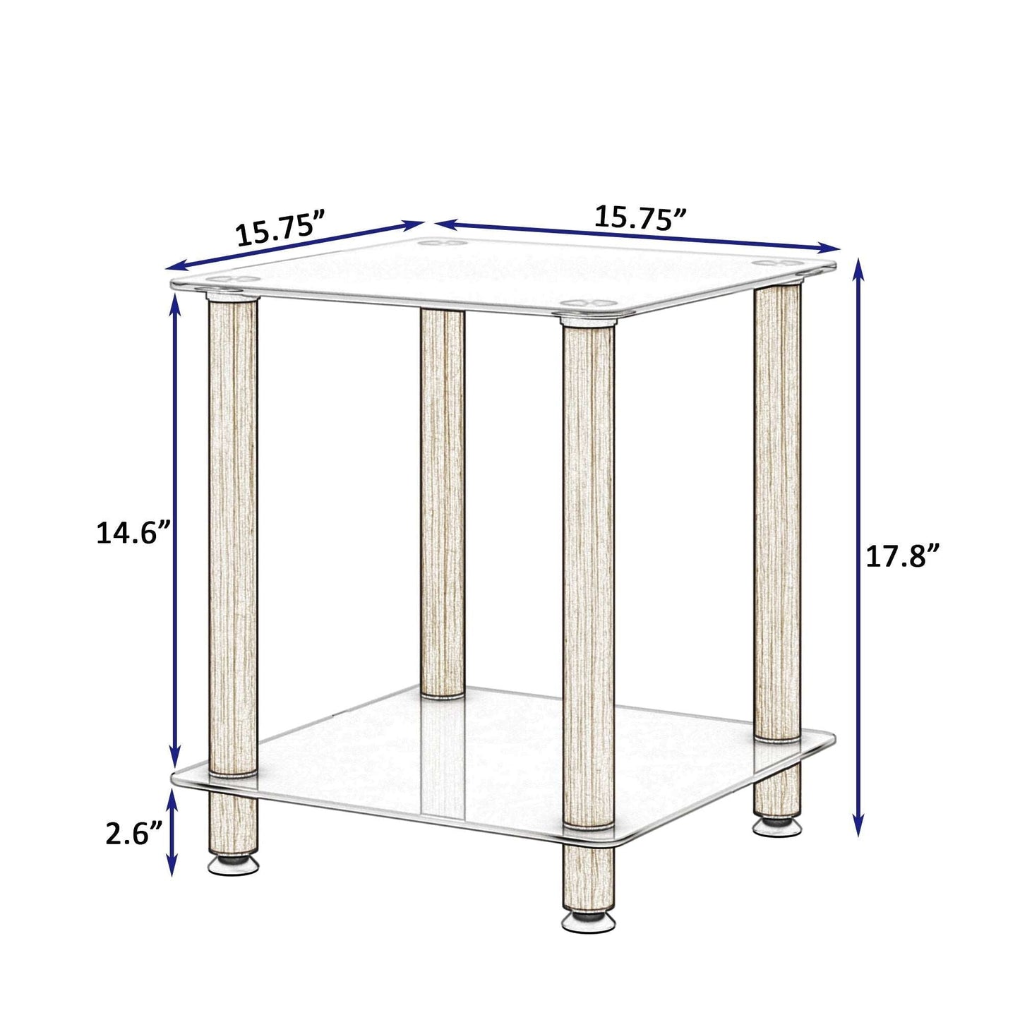 2-Tier End Table Modern Night Stand Side Table with Storage Shelve- White+Oak, 2 pcs MLNshops]