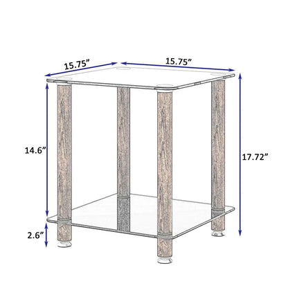 2 Tiers Space Saving End Table Modern Design Night Stand with Storage Shelve- Black+Walnut MLNshops]