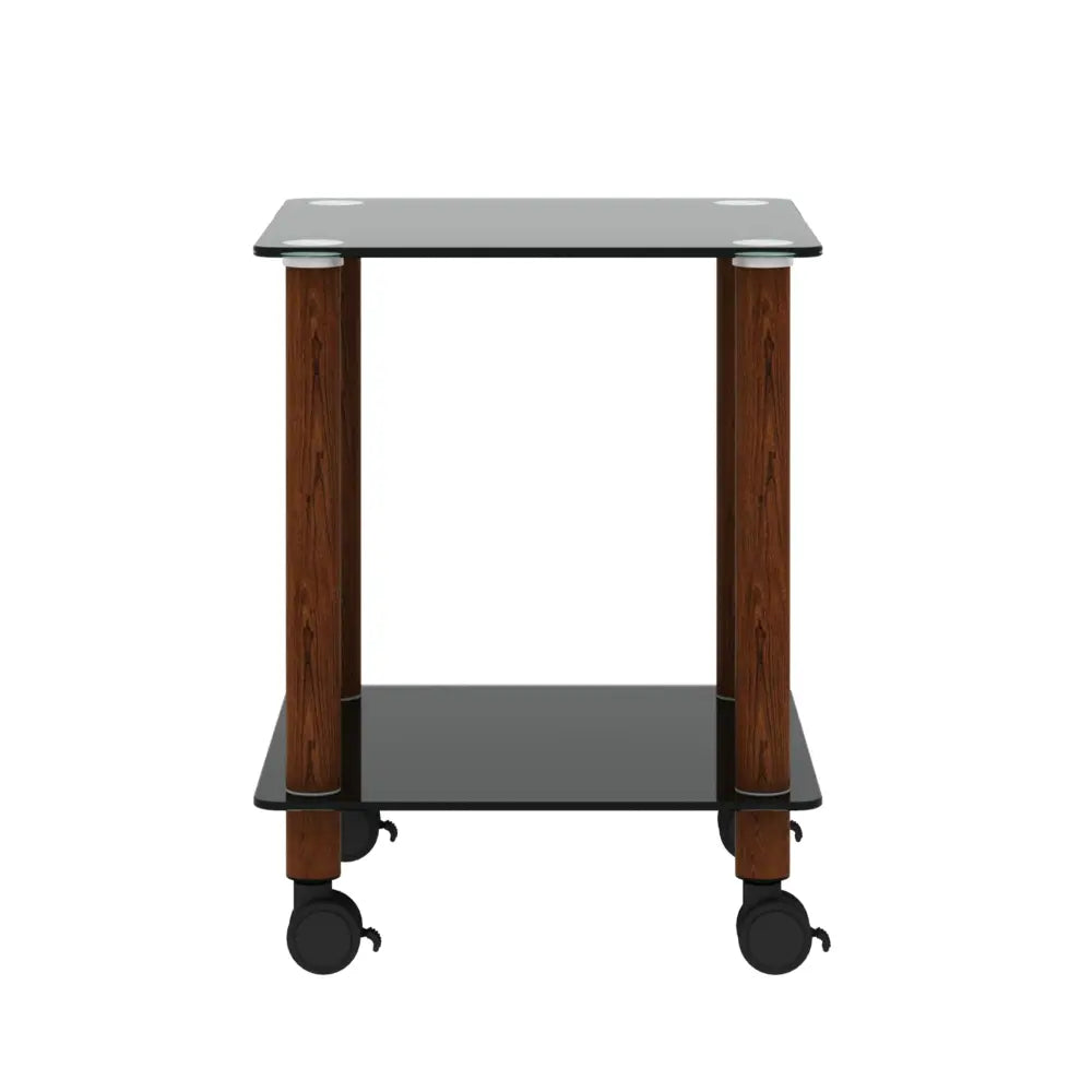 2 Tiers Space Saving End Table Modern Design Night Stand with Storage Shelve- Black+Walnut MLNshops]