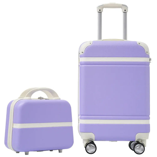 20 IN Hardside Luggage with Cosmetic Case , 2 Piece Lightweight Suitcase Set with Spinner Wheels, Carry on Vintage Luggage,Purple MLNshops]