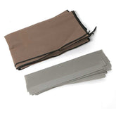 Folded brown non-woven fabric cover and grey shelf panels for 6-row 12-lattice shoe rack, part of easy-to-assemble storage solution.