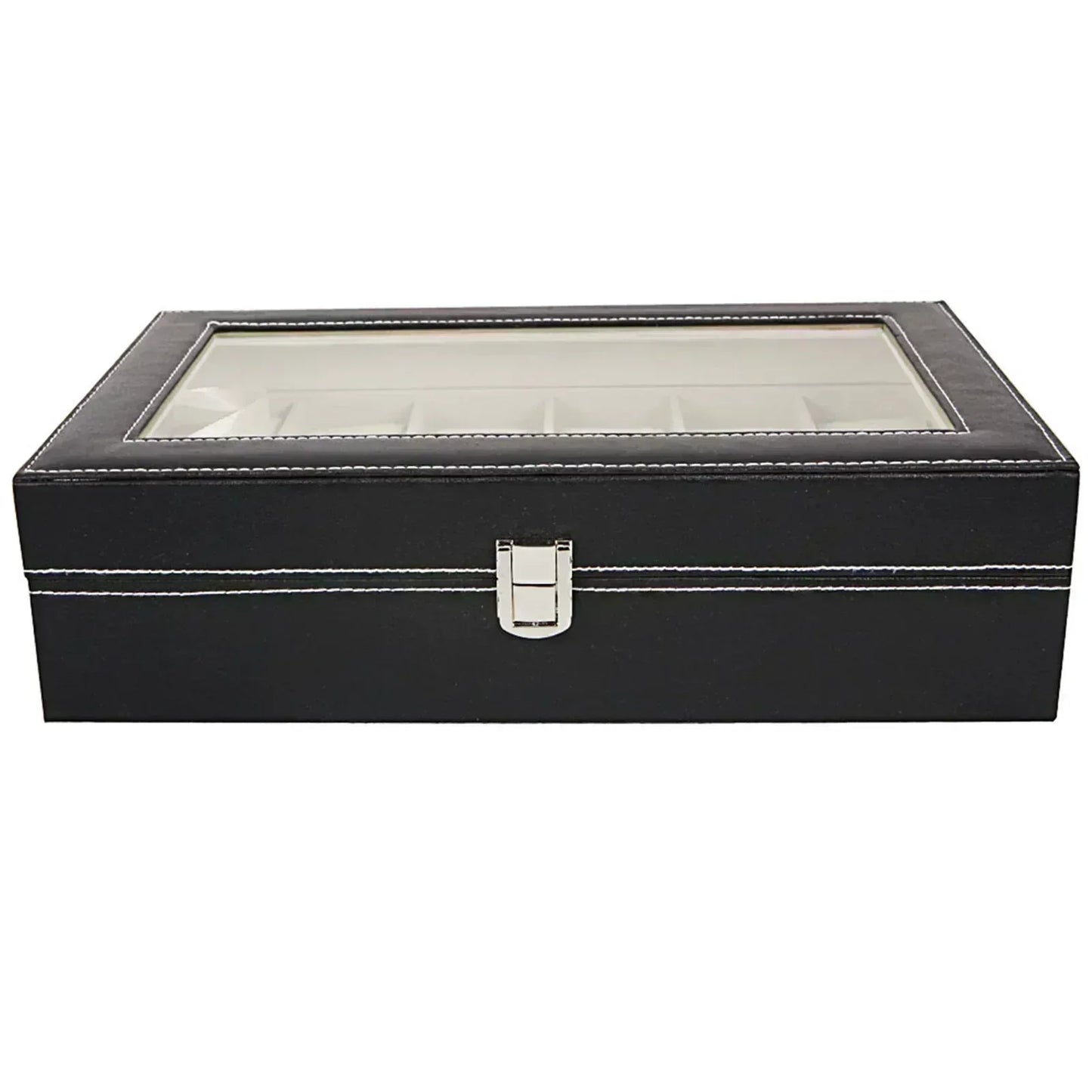12 Compartments Top-level Opening Style Leather Watch Collection Box Black Default Title