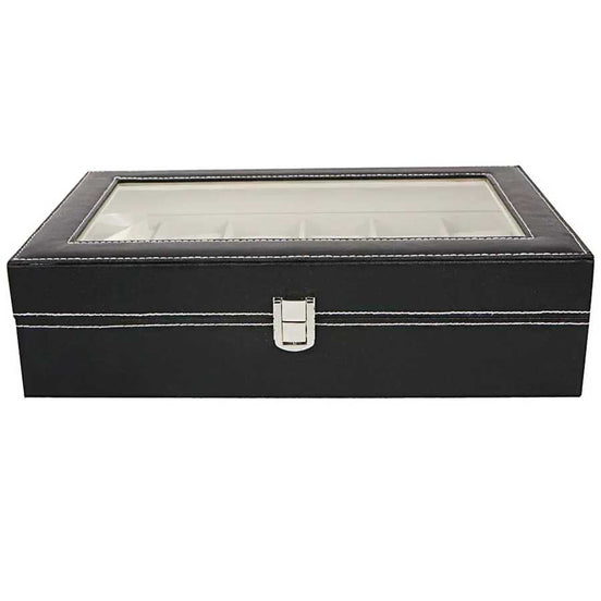 12 Compartments Top-level Opening Style Leather Watch Collection Box Black Default Title