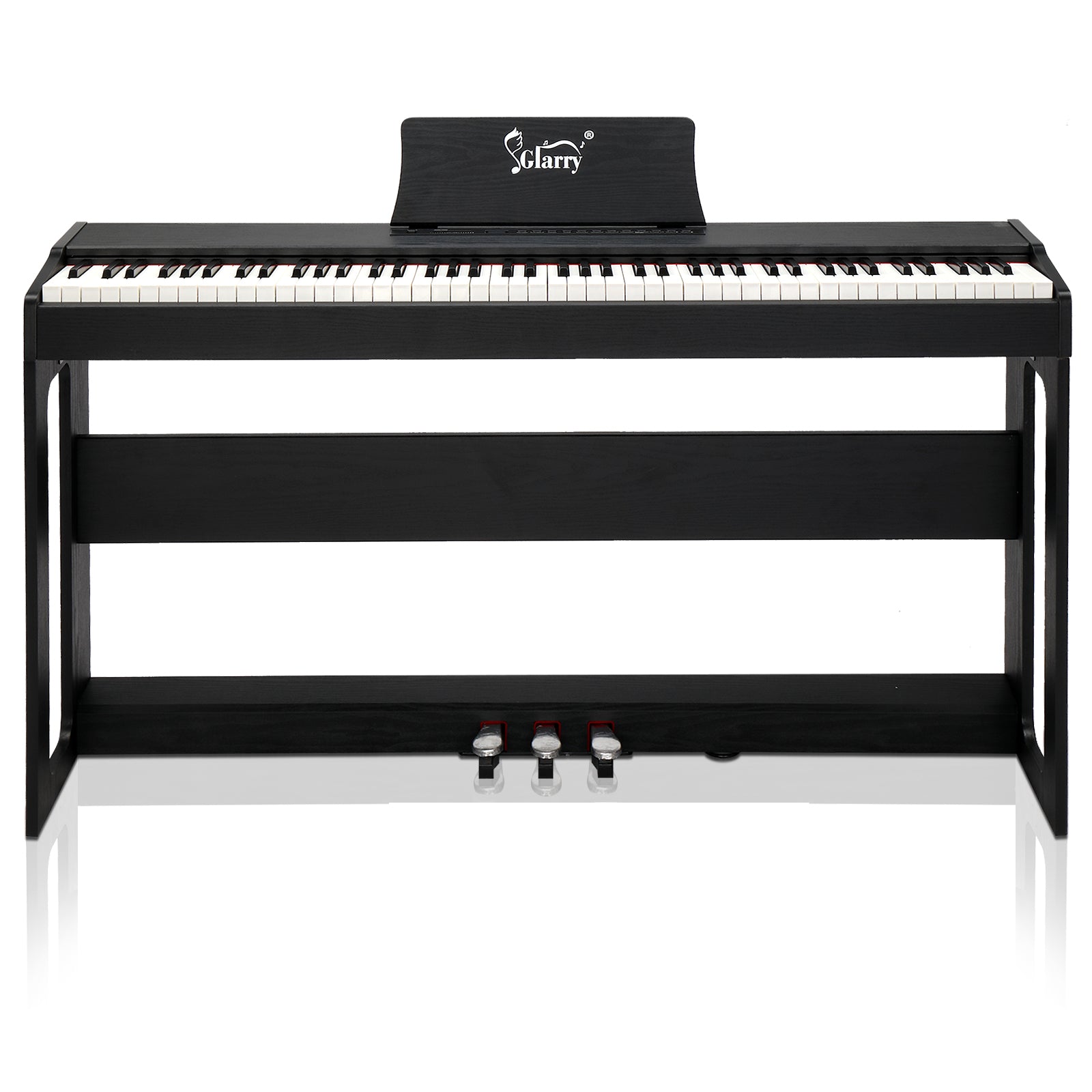 Glarry GDP-104 88 Keys Weighted Keyboards Digital Piano with Furniture Stand, Power Adapter, Triple Pedals, Headphones Black