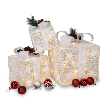 3pcs Square ABS Plastic Rack Garden Festive Decoration LED 60 Light Warm White Light Cotton Thread Powder Gift Box MLNshops]