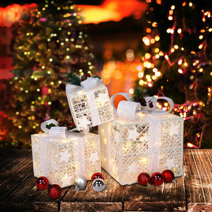 3pcs Square ABS Plastic Rack Garden Festive Decoration LED 60 Light Warm White Light Cotton Thread Powder Gift Box MLNshops]