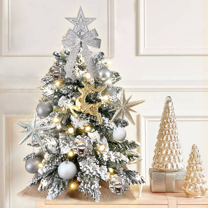 Exquisite Christmas Tree with LED Lights, 2ft Small Tabletop Mini White Artificial Xmas Tree with Christmas Ornaments Default Title