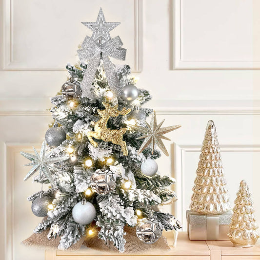 Exquisite Christmas Tree with LED Lights, 2ft Small Tabletop Mini White Artificial Xmas Tree with Christmas Ornaments Default Title