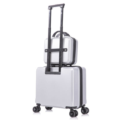 2 Piece Travel Luggage Set Hardshell Suitcase with Spinner Wheels 18” Underseat luggage and 14” Cosmetic Travel case Toiletry box  Silver