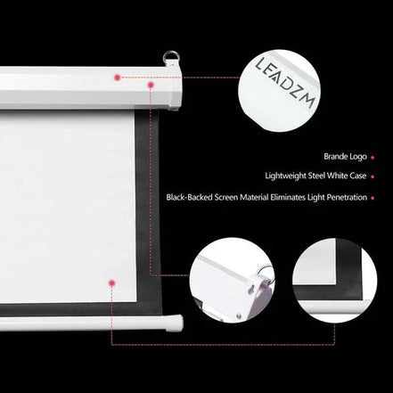100" 4:3 80" x 60" Viewing Area Motorized Projector Screen with Remote Control Matte White