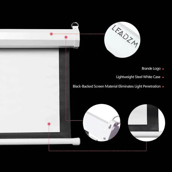 100" 4:3 80" x 60" Viewing Area Motorized Projector Screen with Remote Control Matte White