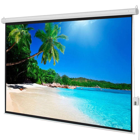 100" 4:3 80" x 60" Viewing Area Motorized Projector Screen with Remote Control Matte White Default Title