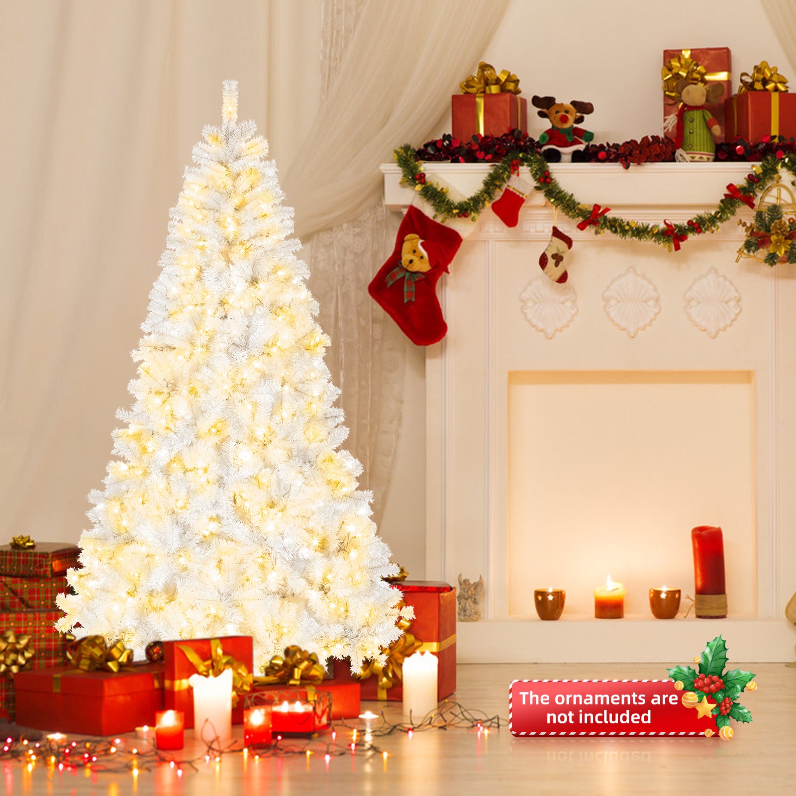 8ft White 670 Lights Warm Color 8 Modes 2008 Branch Christmas Tree White MLNshops]