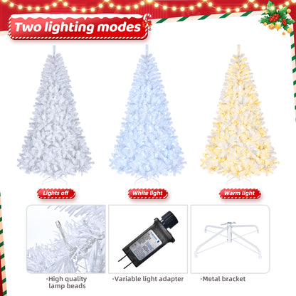 8ft White 670 Lights Warm Color 8 Modes 2008 Branch Christmas Tree White MLNshops]