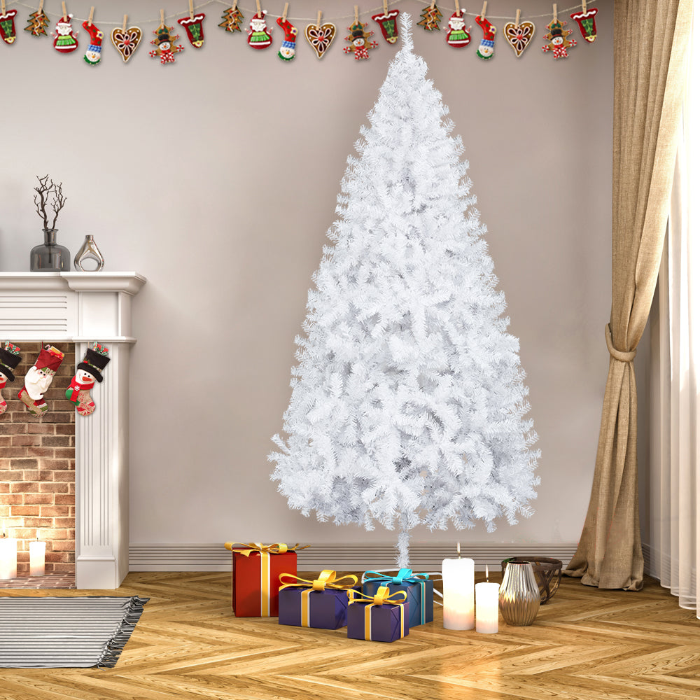 7FT Iron Leg White Christmas Tree with 950 Branches MLNshops]