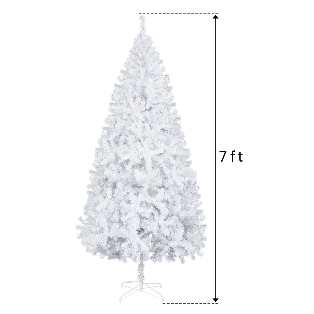 7FT Iron Leg White Christmas Tree with 950 Branches MLNshops]