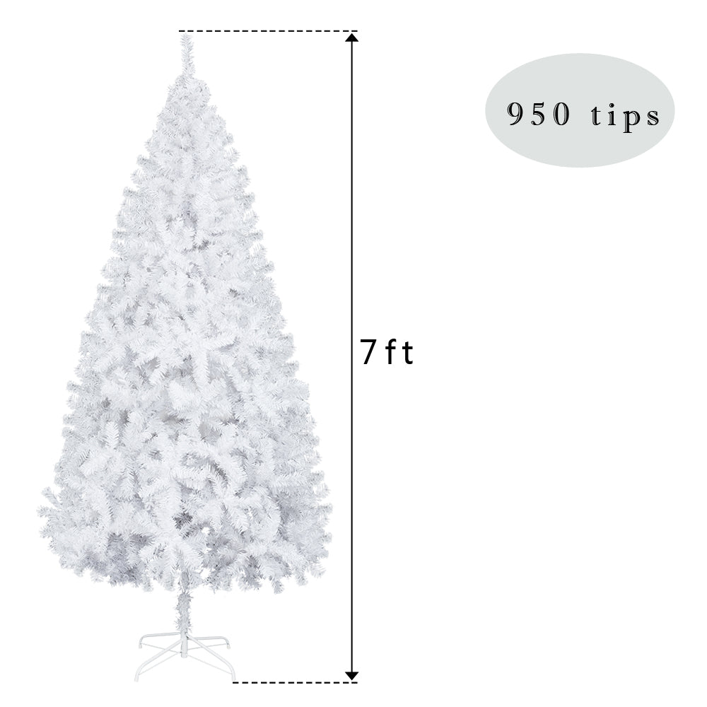 7FT Iron Leg White Christmas Tree with 950 Branches MLNshops]