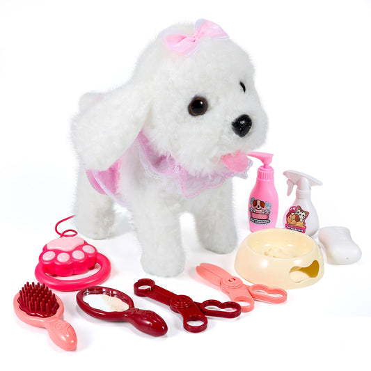 Spark Imagination with a Lifelike Walking, Barking, and Tail-Wagging Toy Pet! Complete Grooming Set and Leash Included for Kids' Creative Play