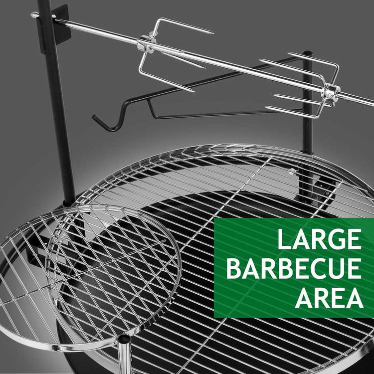 Barbecue grill with a large barbecue area sign on a gray background
