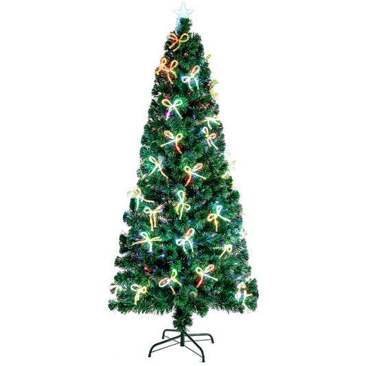 6.5ft Pre-Lit Fiber Optical Christmas Tree with Bow Shape Color Changing LED lights & 260 Branch Tips MLNshops]